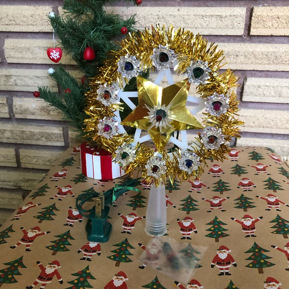 80's Christmas Star Wreath Tree Topper - Light Tree Topper - Christmas Lights